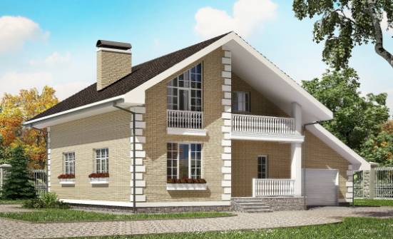 190-005-П Проект двухэтажного дома с мансардой и гаражом, современный коттедж из теплоблока Магас | Проекты домов от House Expert