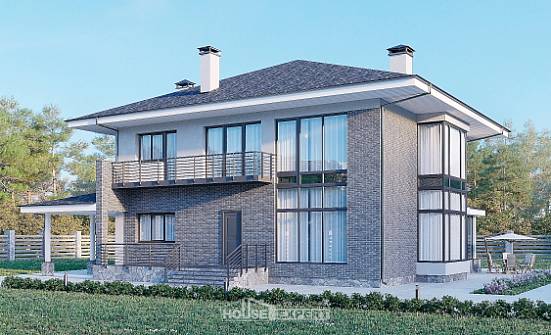 250-004-Л Проект двухэтажного дома, просторный коттедж из бризолита Малгобек | Проекты домов от House Expert