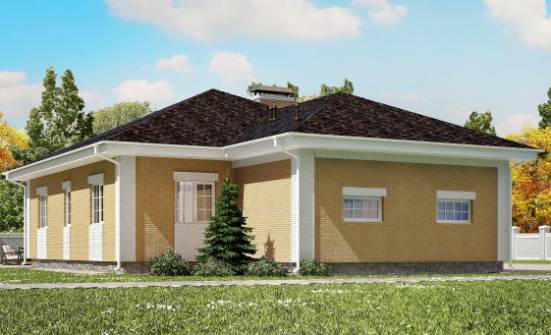 130-002-Л Проект одноэтажного дома и гаражом, небольшой домик из керамзитобетонных блоков Магас | Проекты домов от House Expert