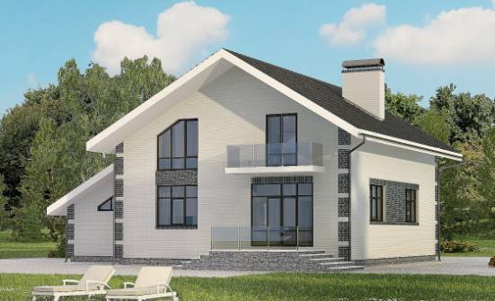 180-001-П Проект двухэтажного дома с мансардным этажом и гаражом, классический коттедж из арболита Назрань | Проекты домов от House Expert