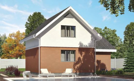 120-002-Л Проект двухэтажного дома с мансардой и гаражом, уютный дом из твинблока Магас | Проекты домов от House Expert