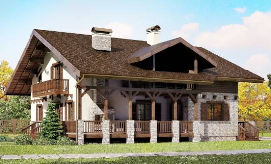 250-003-П Проект двухэтажного дома с мансардой, просторный загородный дом из пеноблока Малгобек | Проекты домов от House Expert