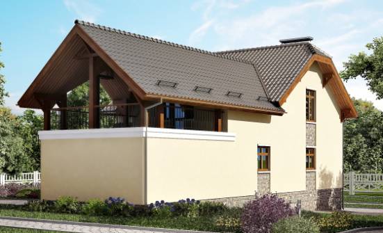255-003-П Проект трехэтажного дома мансардой, гараж, уютный домик из газобетона Назрань | Проекты домов от House Expert
