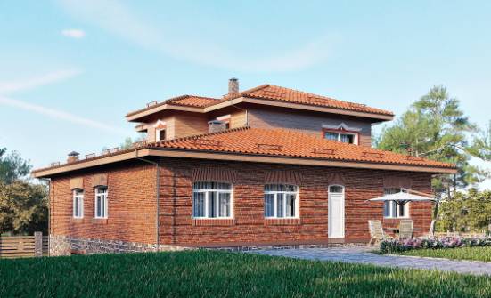 380-002-Л Проект трехэтажного дома и гаражом, современный домик из кирпича Малгобек | Проекты домов от House Expert