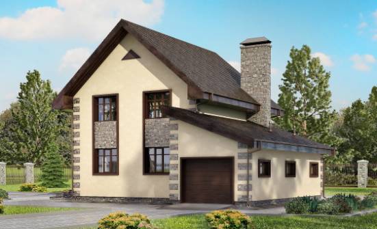 160-004-П Проект двухэтажного дома, гараж, современный домик из блока Магас | Проекты домов от House Expert