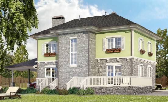 155-006-П Проект двухэтажного дома, гараж, классический коттедж из поризованных блоков Малгобек | Проекты домов от House Expert