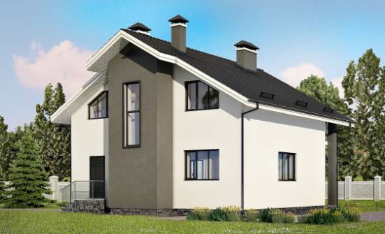 150-005-Л Проект двухэтажного дома мансардой, современный коттедж из газобетона Назрань | Проекты домов от House Expert