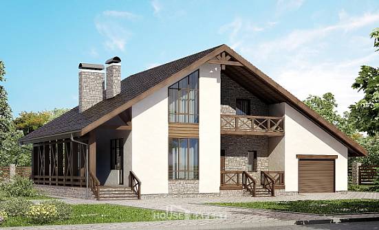 265-001-П Проект двухэтажного дома мансардный этаж и гаражом, красивый коттедж из бризолита Магас | Проекты домов от House Expert