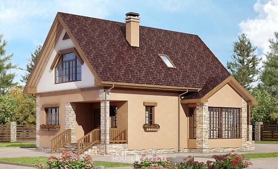 140-002-П Проект двухэтажного дома мансардой, доступный загородный дом из газобетона Малгобек | Проекты домов от House Expert