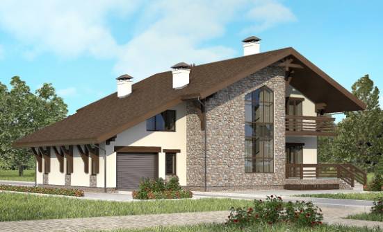 280-001-П Проект двухэтажного дома с мансардой и гаражом, огромный дом из кирпича Назрань | Проекты домов от House Expert