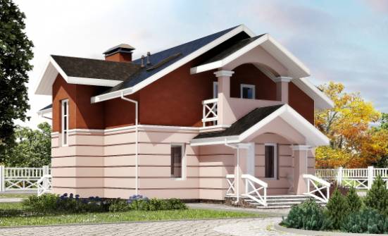 155-009-Л Проект двухэтажного дома с мансардой, компактный загородный дом из арболита Малгобек | Проекты домов от House Expert