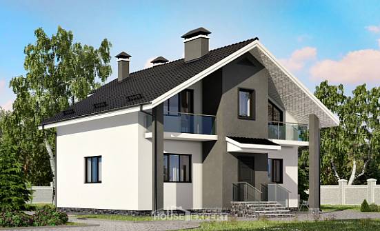 150-005-Л Проект двухэтажного дома мансардой, современный коттедж из газобетона Назрань | Проекты домов от House Expert
