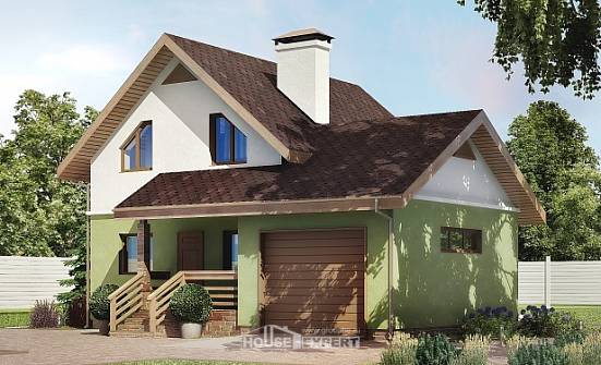 120-002-П Проект двухэтажного дома мансардный этаж и гаражом, бюджетный загородный дом из арболита Магас | Проекты домов от House Expert