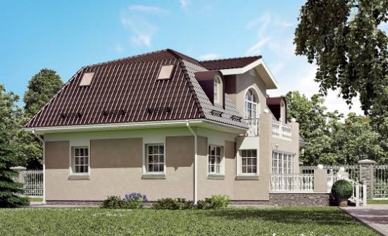210-001-Л Проект двухэтажного дома с мансардой, просторный коттедж из пеноблока Малгобек | Проекты домов от House Expert