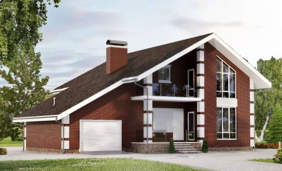 180-001-Л Проект двухэтажного дома мансардный этаж и гаражом, простой дом из теплоблока Назрань | Проекты домов от House Expert
