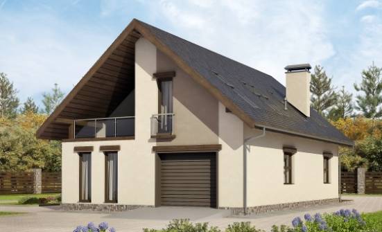 185-005-Л Проект двухэтажного дома с мансардой, гараж, современный домик из поризованных блоков Магас | Проекты домов от House Expert