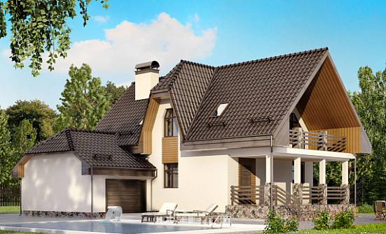 150-001-Л Проект двухэтажного дома с мансардой, гараж, компактный коттедж из пеноблока Назрань | Проекты домов от House Expert