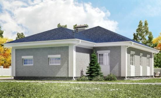 130-002-П Проект одноэтажного дома и гаражом, бюджетный дом из блока Назрань | Проекты домов от House Expert