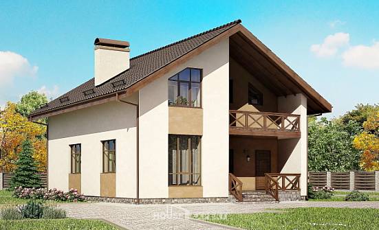 170-002-П Проект двухэтажного дома мансардой, уютный загородный дом из газобетона Назрань | Проекты домов от House Expert