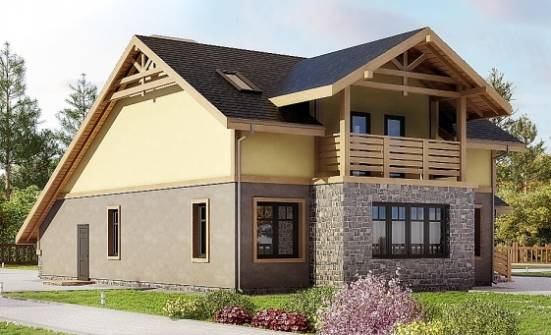 180-011-П Проект двухэтажного дома с мансардным этажом, гараж, доступный домик из блока Магас | Проекты домов от House Expert