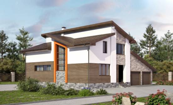 240-004-П Проект двухэтажного дома с мансардным этажом и гаражом, классический домик из арболита Магас | Проекты домов от House Expert