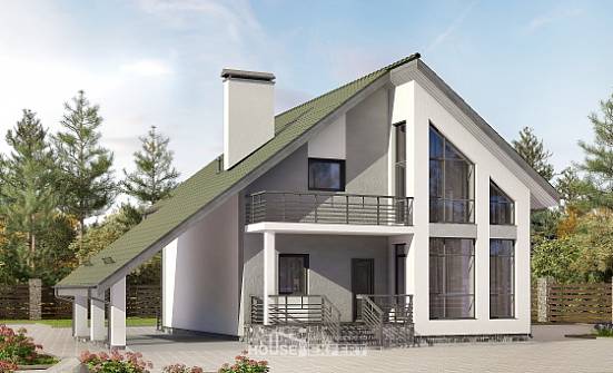 170-009-Л Проект двухэтажного дома с мансардой, гараж, уютный коттедж из поризованных блоков Назрань | Проекты домов от House Expert