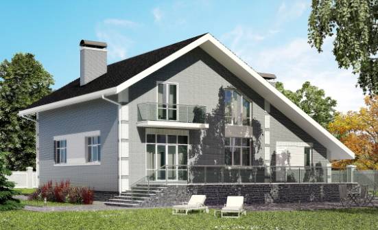 190-006-Л Проект двухэтажного дома с мансардным этажом и гаражом, классический коттедж из бризолита Назрань | Проекты домов от House Expert