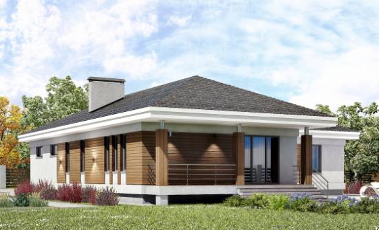 165-001-П Проект одноэтажного дома и гаражом, экономичный домик из бризолита Назрань | Проекты одноэтажных домов от House Expert