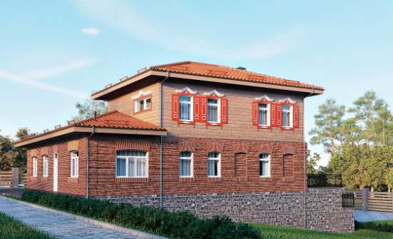 380-002-Л Проект трехэтажного дома и гаражом, современный домик из кирпича Малгобек | Проекты домов от House Expert