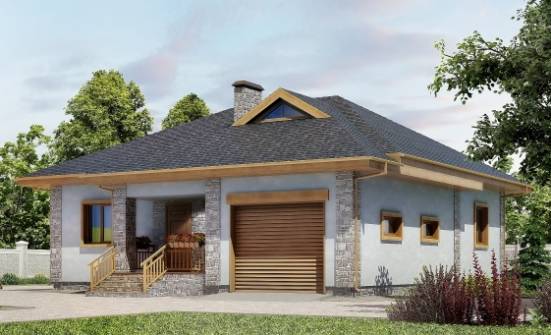 130-006-П Проект одноэтажного дома и гаражом, простой домик из блока Назрань | Проекты домов от House Expert