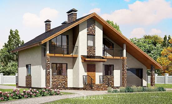 180-008-П Проект двухэтажного дома мансардный этаж и гаражом, классический домик из блока Назрань | Проекты домов от House Expert