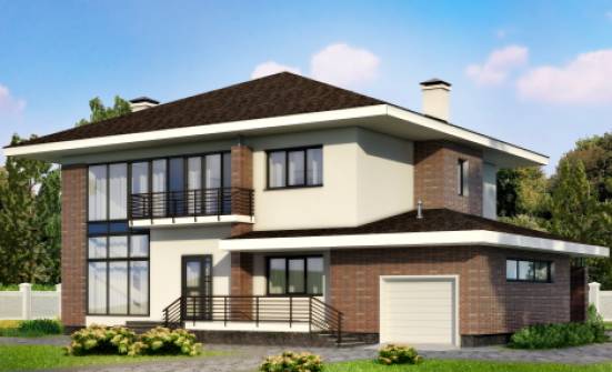 275-002-П Проект двухэтажного дома и гаражом, классический коттедж из кирпича Назрань | Проекты домов от House Expert