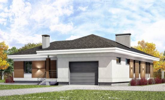 165-001-П Проект одноэтажного дома и гаражом, экономичный домик из бризолита Назрань | Проекты одноэтажных домов от House Expert
