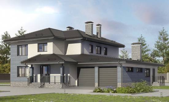 340-005-П Проект двухэтажного дома и гаражом, огромный домик из пеноблока Малгобек | Проекты домов от House Expert