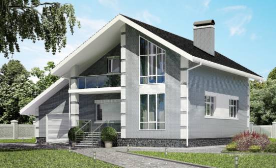 190-006-Л Проект двухэтажного дома с мансардным этажом и гаражом, классический коттедж из бризолита Назрань | Проекты домов от House Expert
