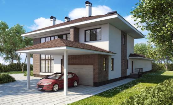 340-001-П Проект двухэтажного дома и гаражом, большой загородный дом из кирпича Назрань | Проекты домов от House Expert