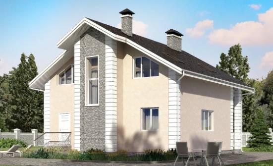 150-002-П Проект двухэтажного дома с мансардой, гараж, компактный коттедж из газобетона Назрань | Проекты домов от House Expert