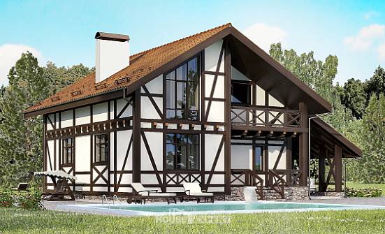 155-002-П Проект двухэтажного дома мансардой, гараж, бюджетный домик из газобетона Малгобек | Проекты домов от House Expert