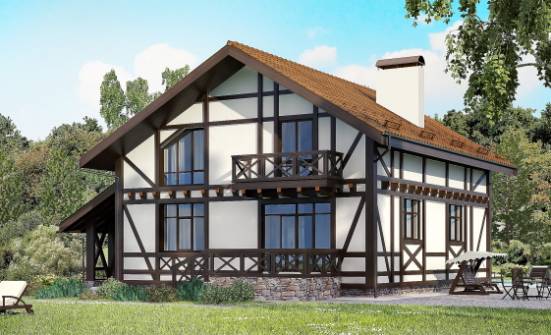 155-002-П Проект двухэтажного дома мансардой, гараж, бюджетный домик из газобетона Малгобек | Проекты домов от House Expert