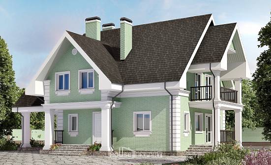 140-003-Л Проект двухэтажного дома с мансардой и гаражом, современный коттедж из арболита Малгобек | Проекты домов от House Expert