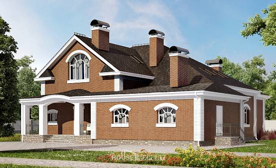 400-003-П Проект двухэтажного дома с мансардным этажом, большой загородный дом из твинблока Магас | Проекты домов от House Expert