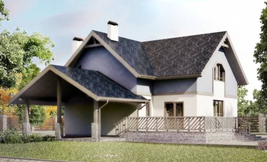 150-011-П Проект двухэтажного дома с мансардным этажом и гаражом, простой загородный дом из блока Назрань | Проекты домов от House Expert