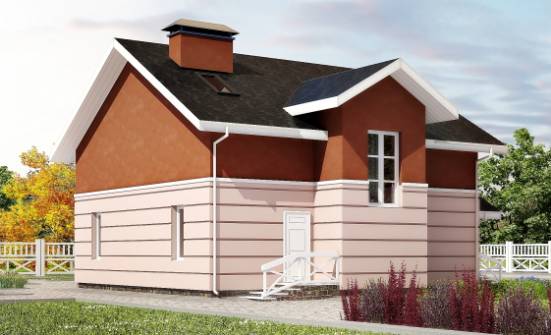 155-009-Л Проект двухэтажного дома с мансардой, компактный загородный дом из арболита Малгобек | Проекты домов от House Expert