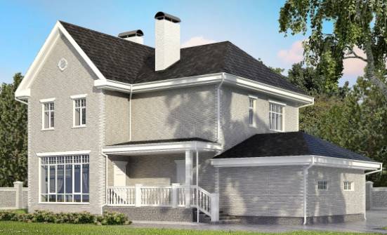 190-001-Л Проект двухэтажного дома и гаражом, средний загородный дом из кирпича Назрань | Проекты домов от House Expert
