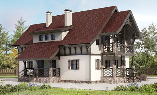 180-014-П Проект двухэтажного дома с мансардой, доступный коттедж из газобетона Назрань | Проекты домов от House Expert