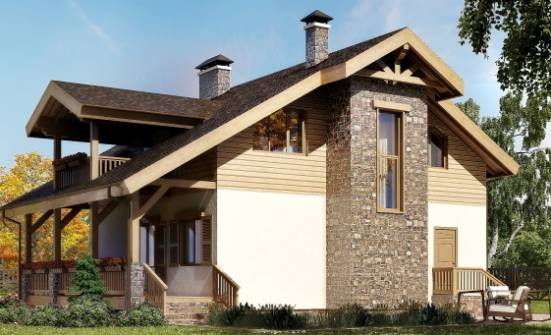 150-004-П Проект двухэтажного дома мансардой, недорогой дом из поризованных блоков Магас | Проекты домов от House Expert