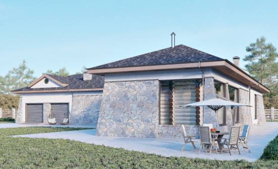 280-004-Л Проект одноэтажного дома и гаражом, современный коттедж из пеноблока Магас | Проекты домов от House Expert