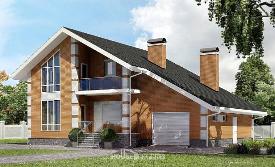 190-006-П Проект двухэтажного дома с мансардным этажом, гараж, средний домик из поризованных блоков Малгобек | Проекты домов от House Expert