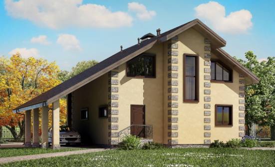150-003-П Проект двухэтажного дома с мансардой, гараж, современный домик из теплоблока Назрань | Проекты домов от House Expert