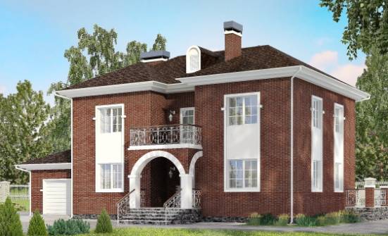 180-006-Л Проект двухэтажного дома и гаражом, современный коттедж из кирпича Малгобек | Проекты домов от House Expert